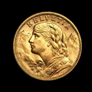 Monedă de Aur 20 Franci elvețieni Helvetia