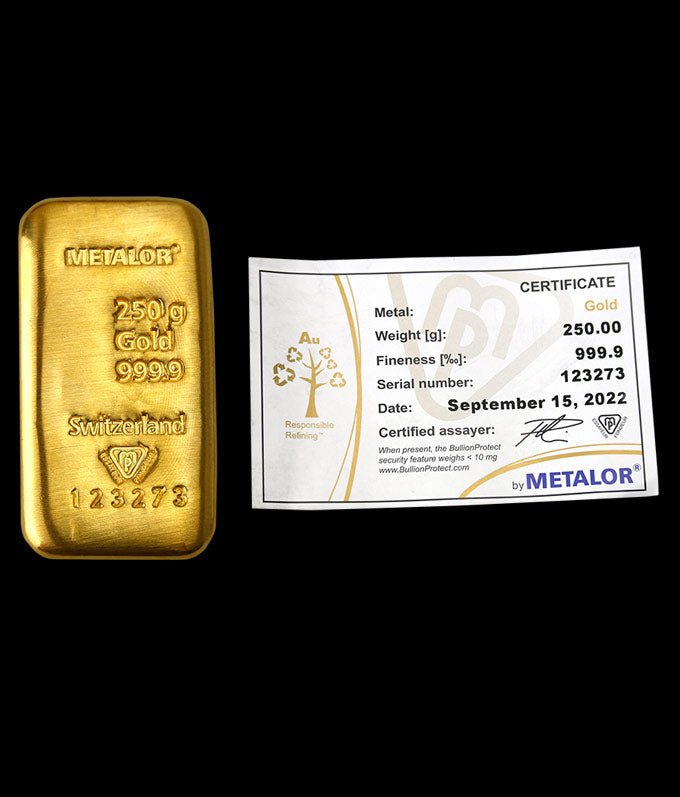 Lingou din argint 1 kg Metalor - certificat