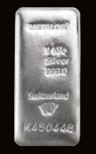 Lingou din argint 1 kg Metalor - fata