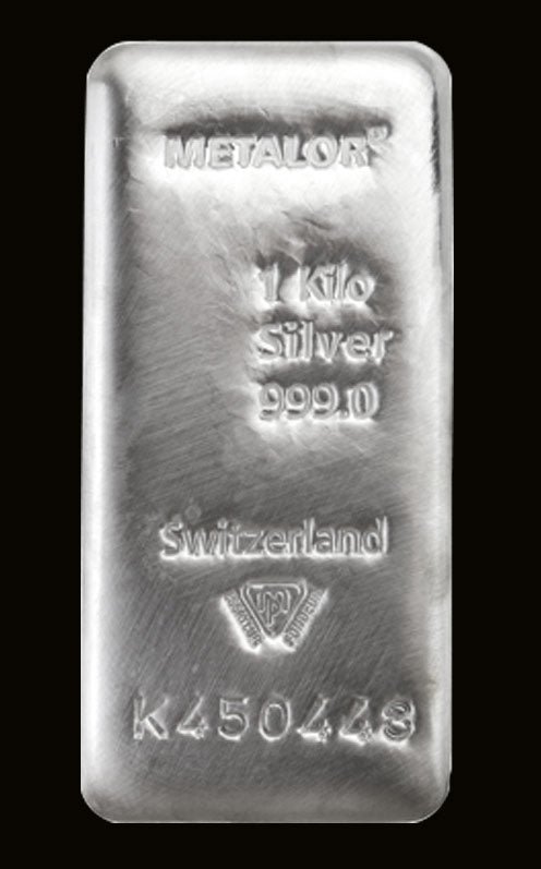 Lingou din argint 1 kg Metalor - fata