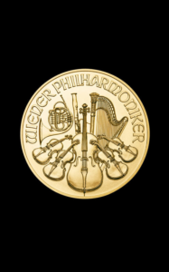 Moneda din aur Filarmonica 1/10 uncie - fata
