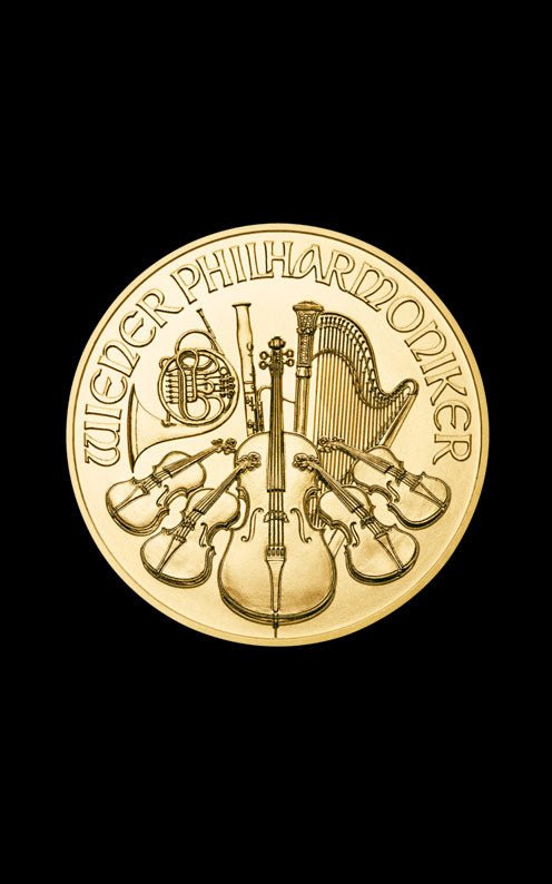 1/10 oz Vienna Philharmonic gold coin - front