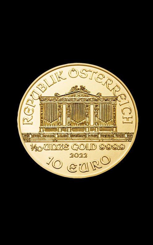 1/10 oz Vienna Philharmonic gold coin - back