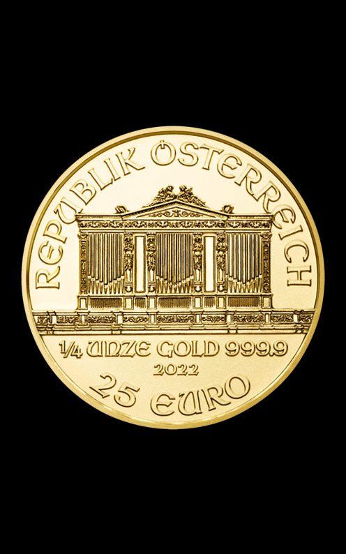 1/4 oz Vienna Philharmonic gold coin - back