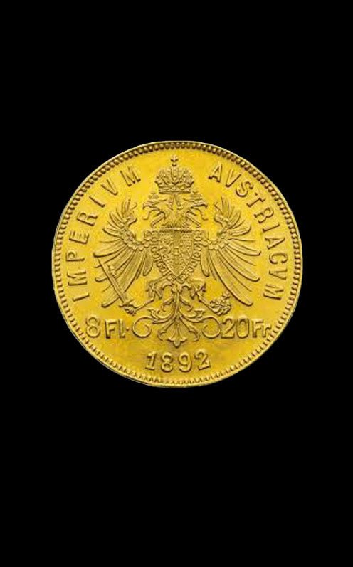 Moneda din aur 8 Guldeni Franz Josef - verso