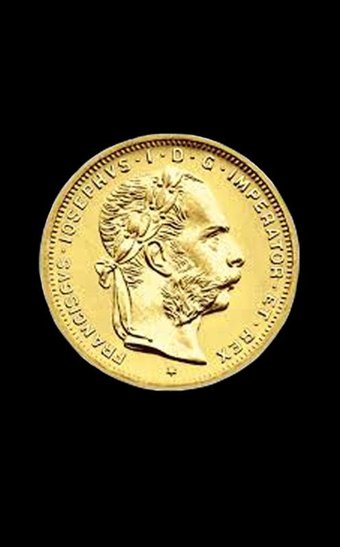 Moneda din aur 8 Guldeni Franz Josef - fata