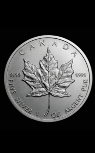 1 oz Maple Leaf silver coin, Canada - front