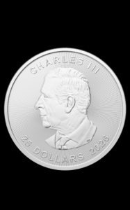 5 oz Maple Leaf silver coin - obverse with King Charles III