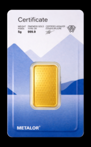 Lingou din aur 5 g Metalor - verso