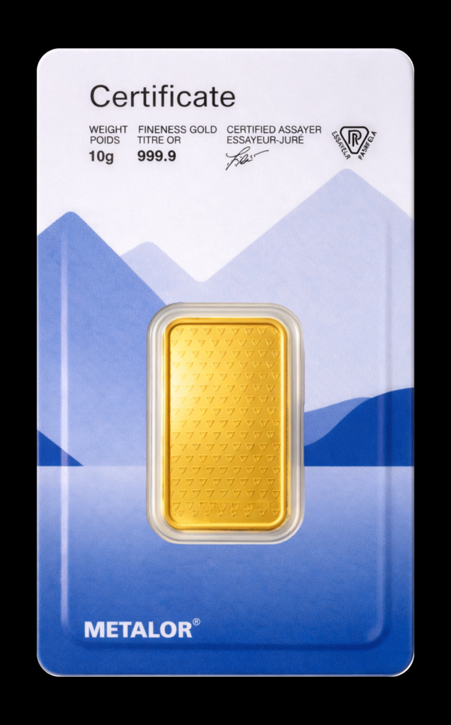 Lingou din aur 10 g Metalor - verso