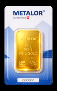 Lingou din aur 50 g Metalor - fata