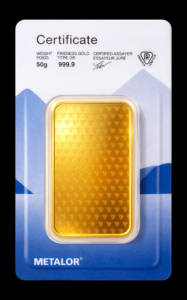 Lingou din aur 50 g Metalor - verso