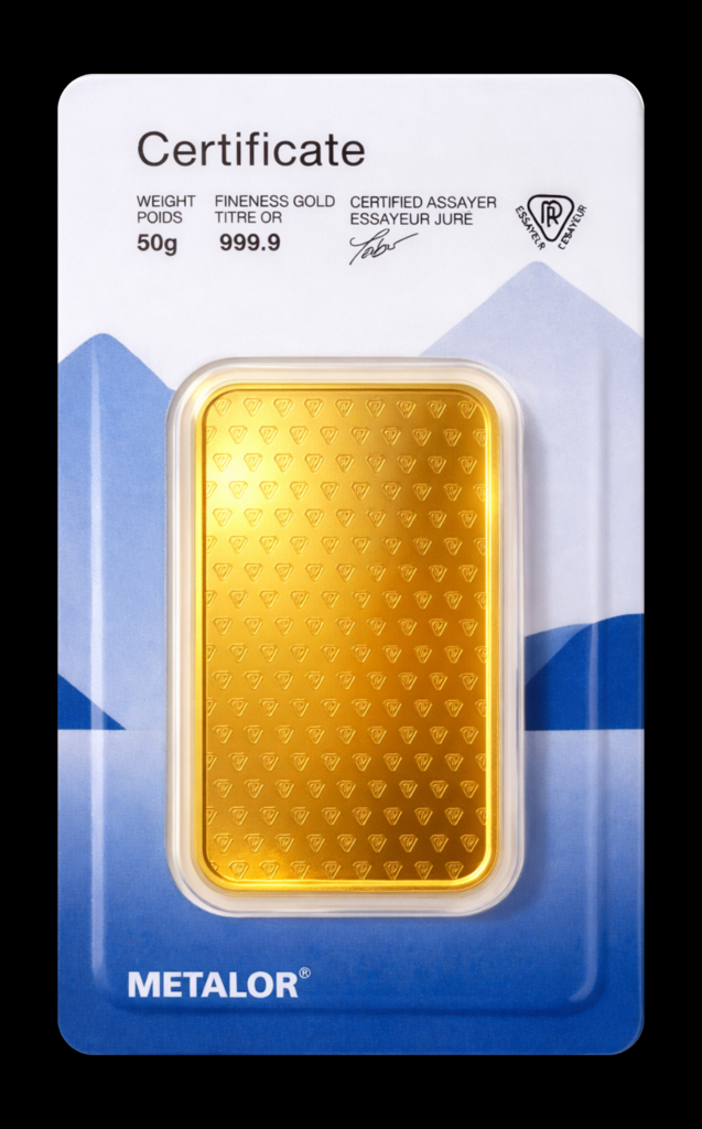 Lingou din aur 50 g Metalor - verso