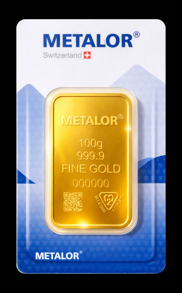 Lingou din aur 100 g Metalor - fata