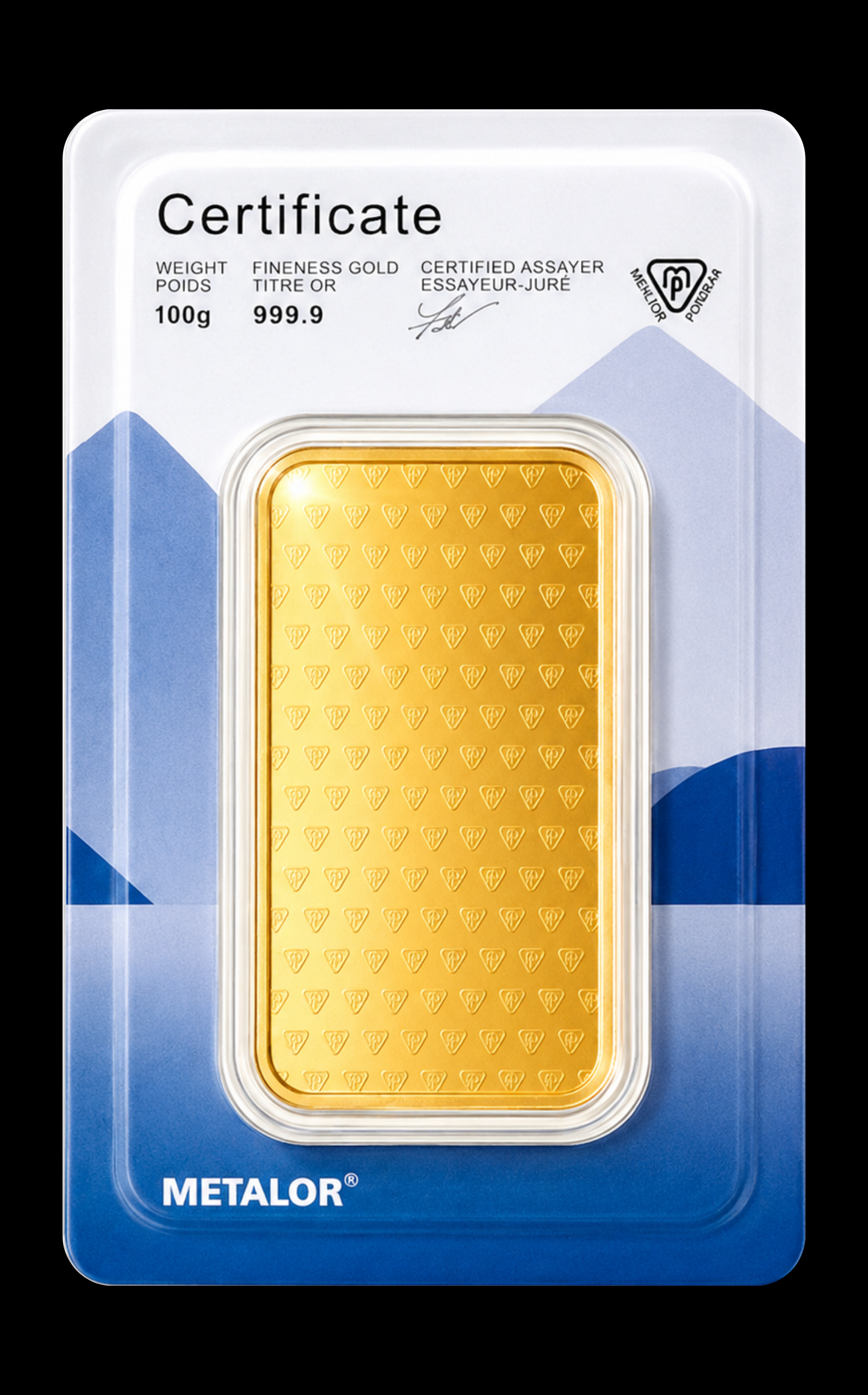 Lingou din aur 100 g Metalor - verso